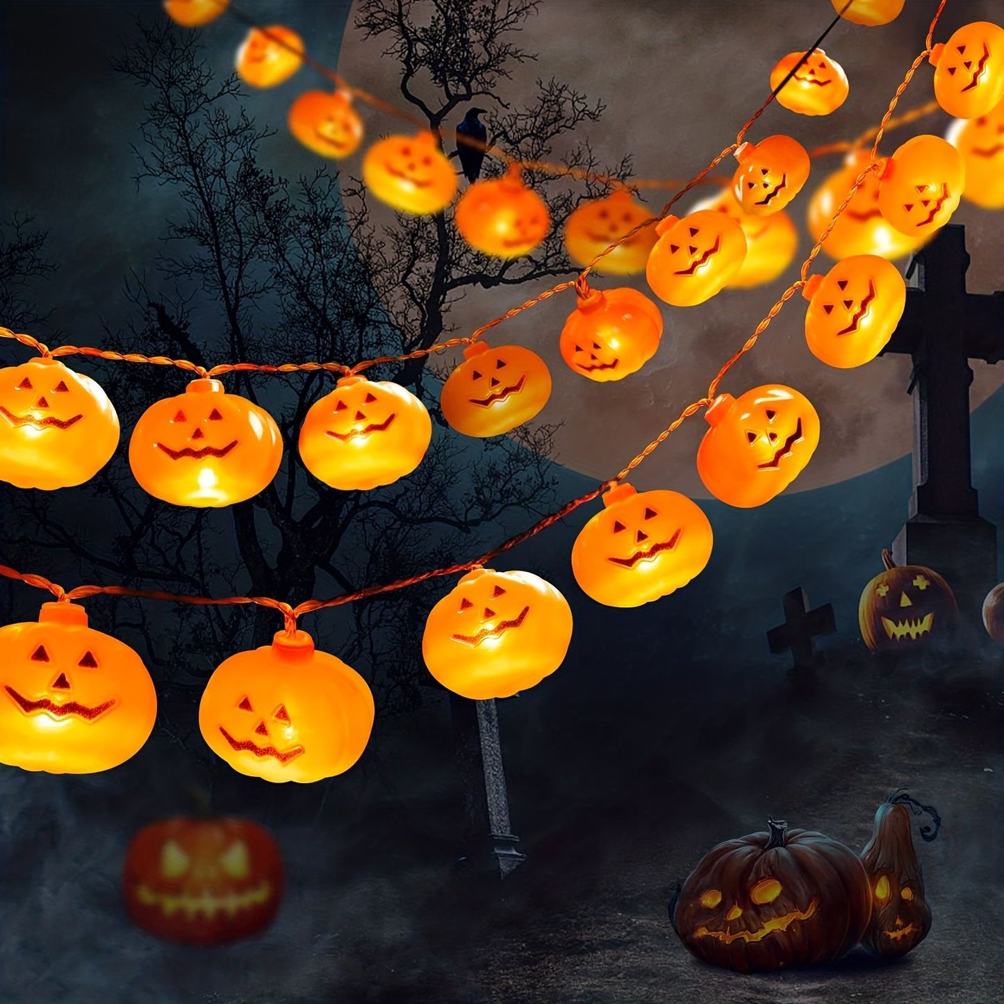 3M/4.5M Halloween Pumpkin Lantern String LED Halloween atmosphere Festival Party Garden Decoration