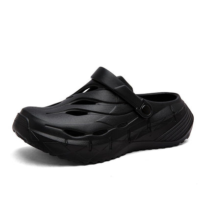 Men's summer casual anti-slip and wear-resistant hollow thick-soled flip-flops with a feeling of stepping on feces, EVA croats