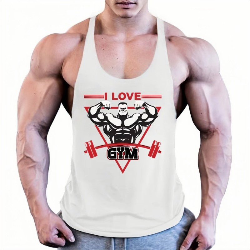 Mens Fashion Gym Singlet, Muscle Stringer Tank Top, Fitness Bodybuilding Vest, Lightweight Durable Sleeveless Workout Shirt