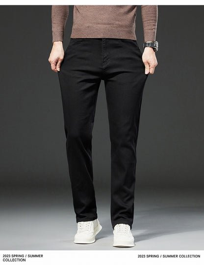 Men White Jeans Elasticity Straight Slim Fit Casual Soft Business Classic Brand Trousers Fashion Advanced Stretch Denim Pants