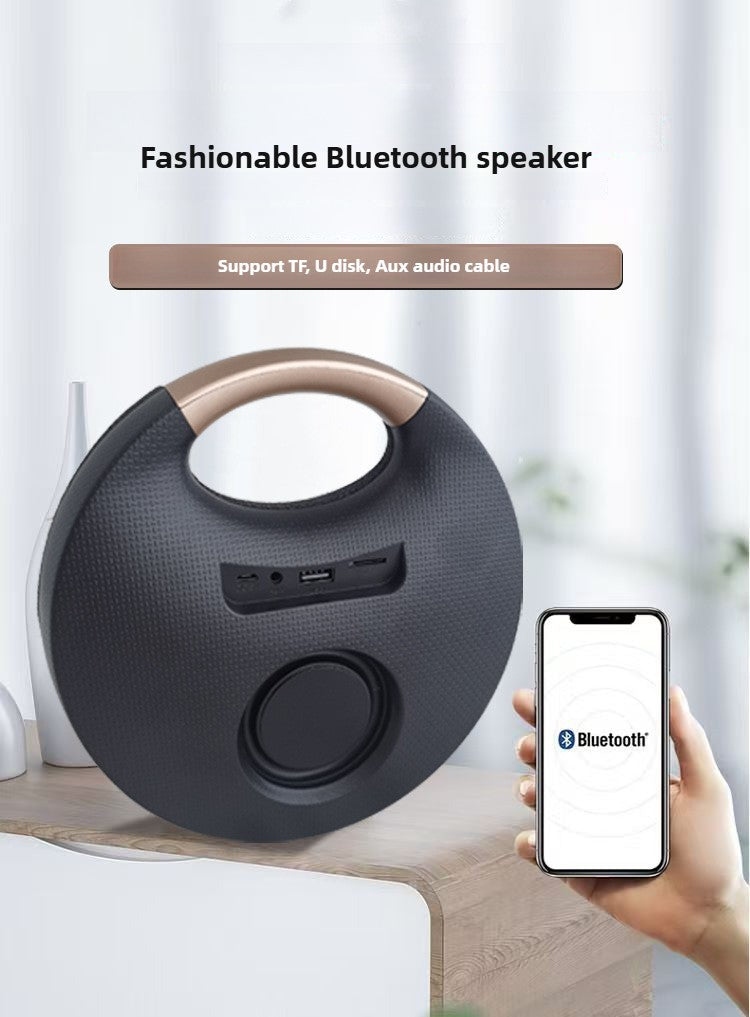 Caixa de som Bluetooth sem fio com alça de design em tecido portátil, suporte para AUX/Cartão TF/USB para viagens ao ar livre, mesa, presentes de Natal
