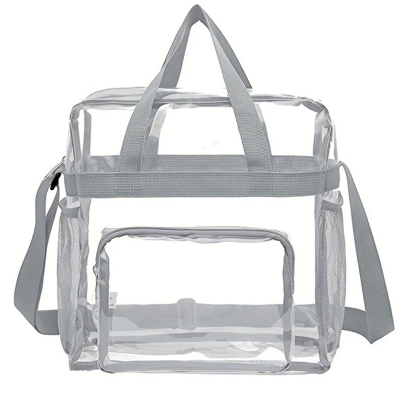 Large Capacity PVC Transparent Bag Portable Washing Bag Clear Tote Multi Pocket Handbag