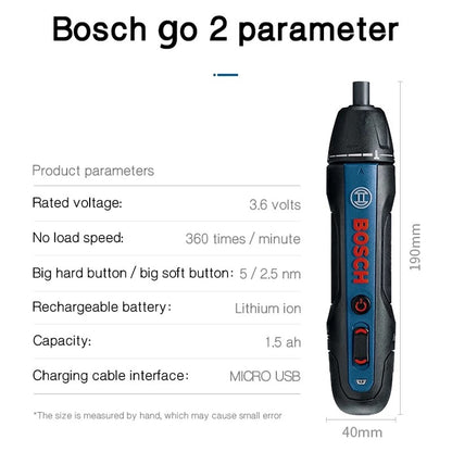 Parafusadeira Bosch Go 2 Recarregável Furadeira Sem Fio Bosch Go 3.6V Parafusadeira Elétrica Multifuncional Ferramentas Elétricas para Uso Doméstico