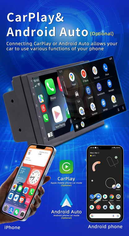 BQCC 7" Quad Core RAM ROM 2GB 32GB Android 13 ASP 16EQ WIFI GPS Navegação Rádio Automotivo Mirrorlink Carplay Car Palyer Para Universal