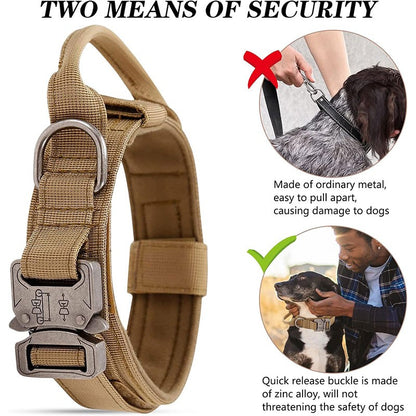 Coleira Tática Estilo Esportivo para Cães, Coleira Utilizável para Cães de Médio a Grande Porte com Capacidade de Tração para Adestramento Canino