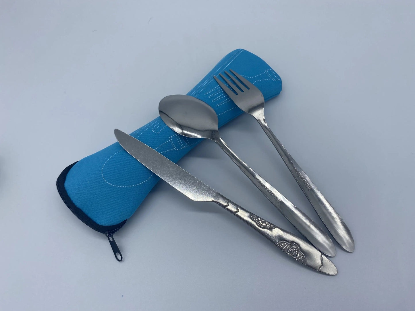 7/3 Peças Conjunto de Talheres de Aço Inoxidável para Acampamento ao Ar Livre Faca de Bife Garfo Colher para Comida Ocidental Bolsa de Pano Criativa Portátil