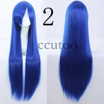 ccutoo 100cm Peruca de Cosplay Reta Sintética de Cabelo Longo de Alta Temperatura 82 Cores Disponíveis