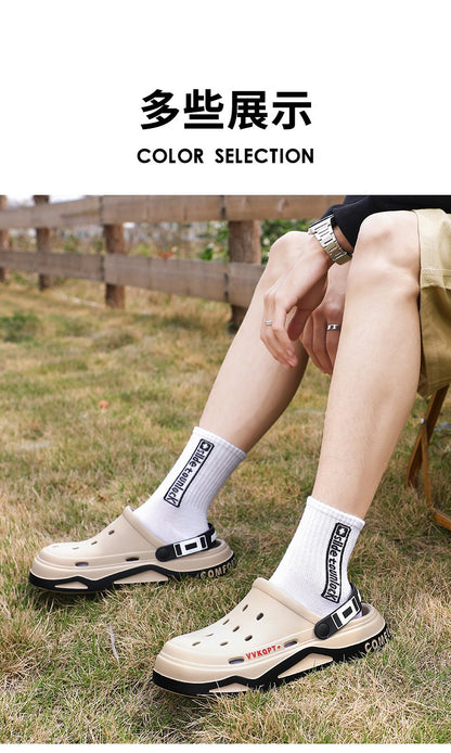 Summer Hole Shoes Men Wear Casual Fashion Non-slip Portable Sports Sandals Beach Step on Toe Breathable Slippers for Men Outdoor