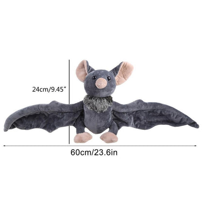 25cm Lovely Grey Bat Plush Stuffed Bat Doll Plush Throw Pillow For Boys and Girls Christmas Halloween Decoration Holiday Gifts