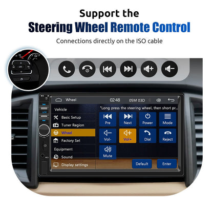 7 Inch 1 Din MP5 CarPlay Car Radio Multimedia Player Touch Screen FM ISO Power Aux Input Bluetooth USB Mirror Link Universal