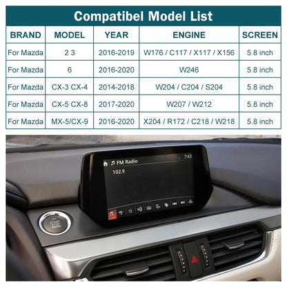 Adaptador USB CarPlay e Android Auto com fio para Mazda 6 2 3 CX3 CX5 CX9 MX5 2016-2020 com sistema Mazda Connect