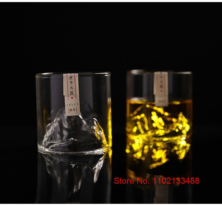 Copo de Uísque Japonês de Gelo para Uísque Puro Copos de Uísque de Montanha 3D Caixa de Presente de Madeira Taça de Conhaque Copo de Vodca Copo de Vinho