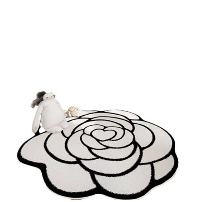 Round Camellia Crystal Velvet Floor Mat Living Room Bathroom Door Absorbent Quick-Drying Floor Rugs Household Non-slip Carpet