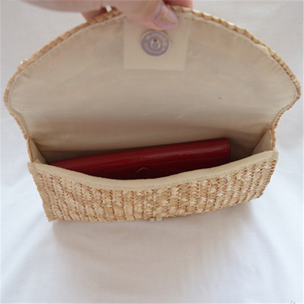 Female Wheat Straw Woven Clutch Bag Wheat Straw Braid Handmade Female Wallet Ladies Summer Beach Travel Envelope Handbag