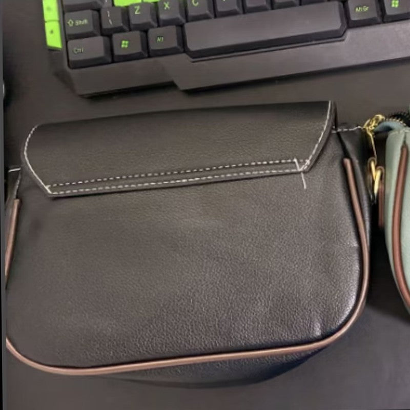 PU Leather Shoulder Bags For Women Fashion Flap Crossbody Messenger Bag Luxury Contrast Color Messenger Handbag Shopping Purse