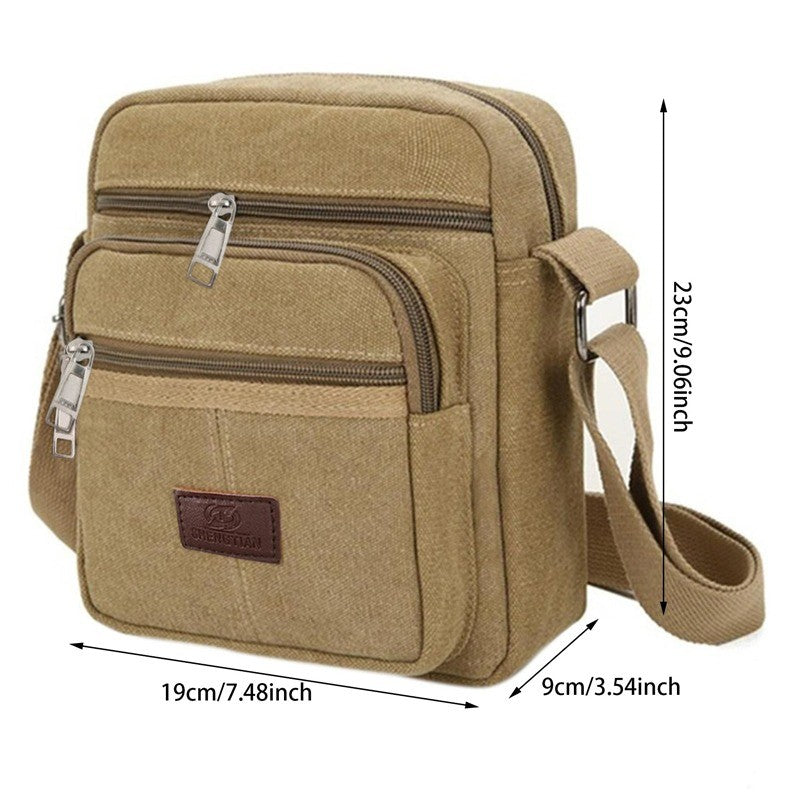 Multifunctional Men's Shoulder Bag Flap Solid Color Casual Messenger Canvas Travel Male Crossbody Bags