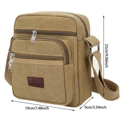 Multifunctional Men's Shoulder Bag Flap Solid Color Casual Messenger Canvas Travel Male Crossbody Bags