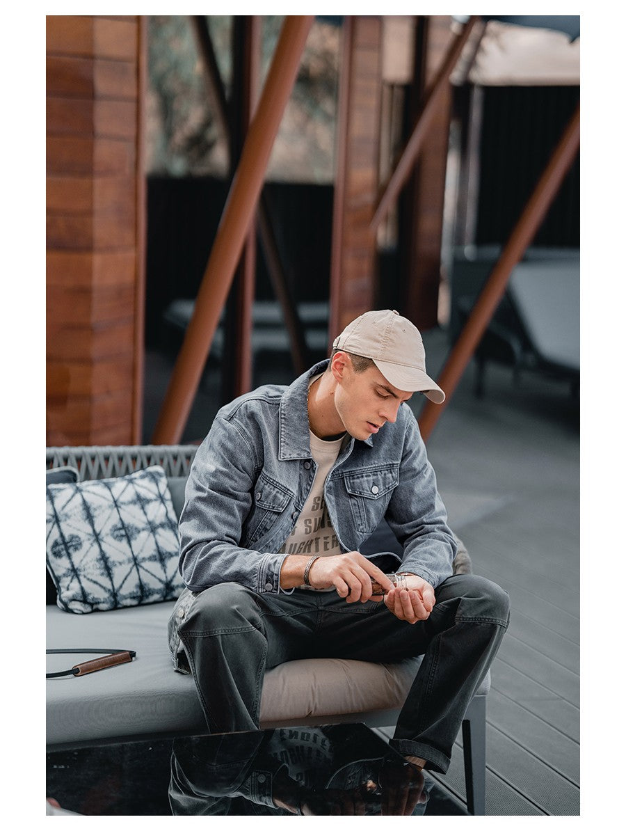 SIMWOOD 2025 Autumn New Oversize Denim Jackets Men 12oz Washed Classical Denim Coats