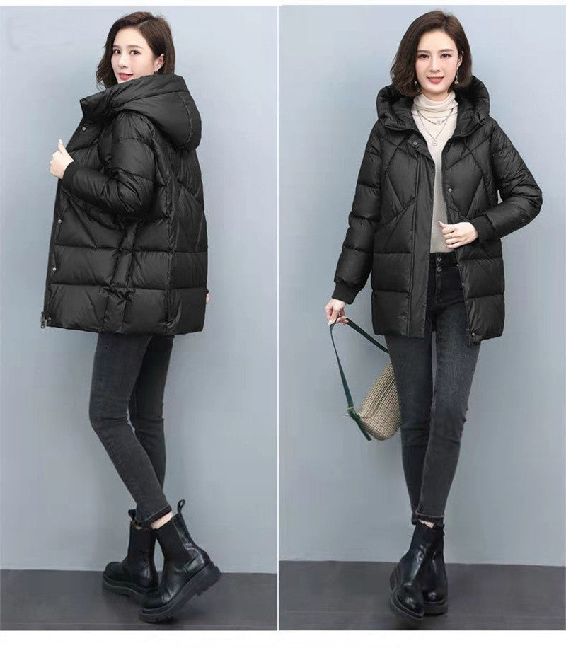 2023 Hooded Cotton Coat Women's Mid-Length Winter Jackets Elegant Mother's Parkas Padded Jacket Thick Down Padded Jacket Vintage