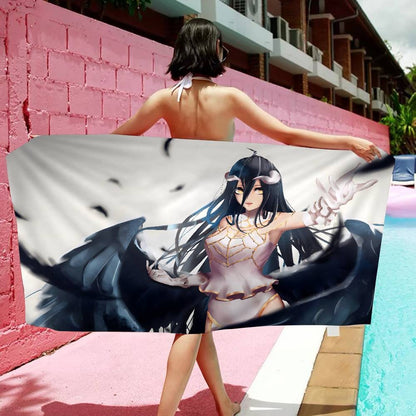 Gamer Albedo Anime Sexy Girls Anime Beach Swimming Towel Soft Absorbent Washcloth Children's Gifts For Kids Travel Camping Gym