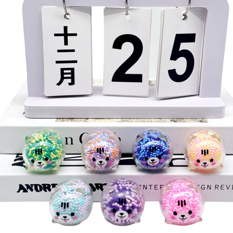 Colorful Bead Filled Bear Squishy Toy Squeeze Fidget Toy Sensory Stress Relief Toy Kids Adults Party Bag Fillers Birthday Gift