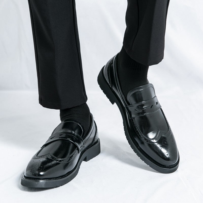 Men's Autumn Casual Leather Shoes Business Lazy Wedding Work Formal Comfortable Breathable Leather Footwear for Men