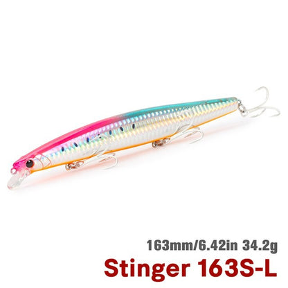 TSURIKNOYA STINGER 163S Isca Artificial Minnow de Fundo para Água Salgada com Lançamento Ultra Longo 163mm 34.2g Iscas Rígidas para Robalo