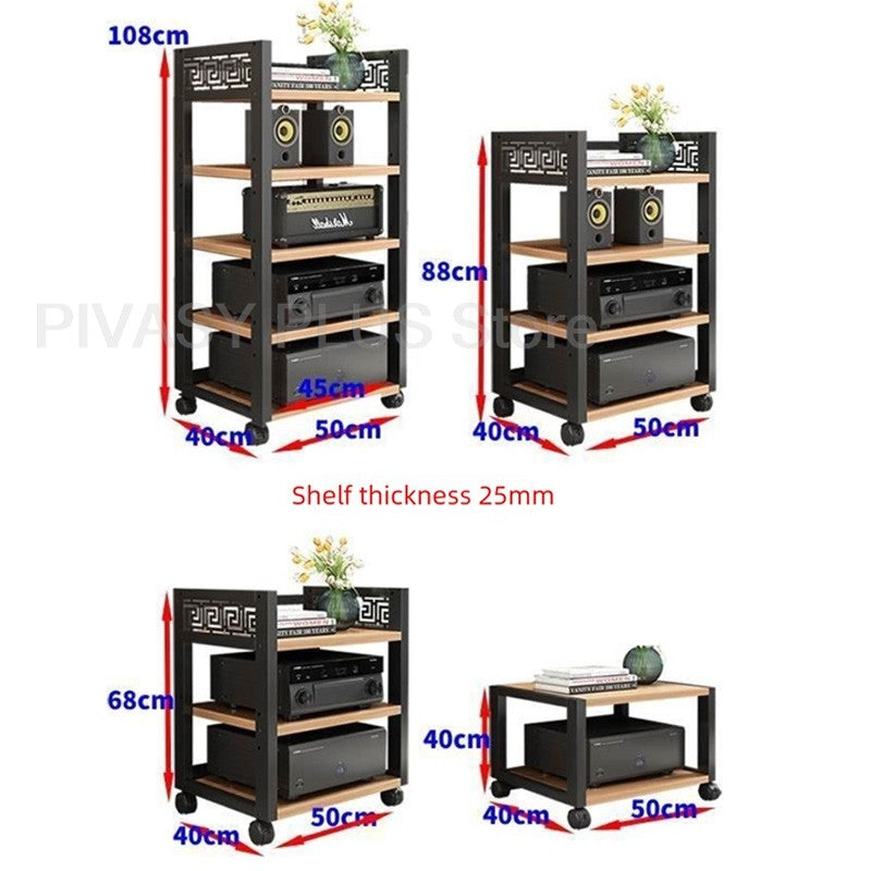 Rack Amplificador de Relevo 4 Cores, 3 Ajustes de Altura, Prateleira de Áudio, Suporte de Alto-Falante Grau E1 para Home Theater, Armazenamento de Amplificadores e Reprodutores