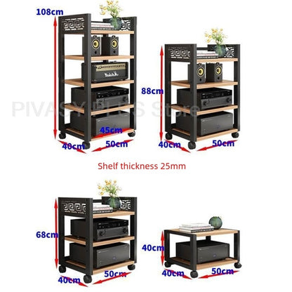 Rack Amplificador de Relevo 4 Cores, 3 Ajustes de Altura, Prateleira de Áudio, Suporte de Alto-Falante Grau E1 para Home Theater, Armazenamento de Amplificadores e Reprodutores