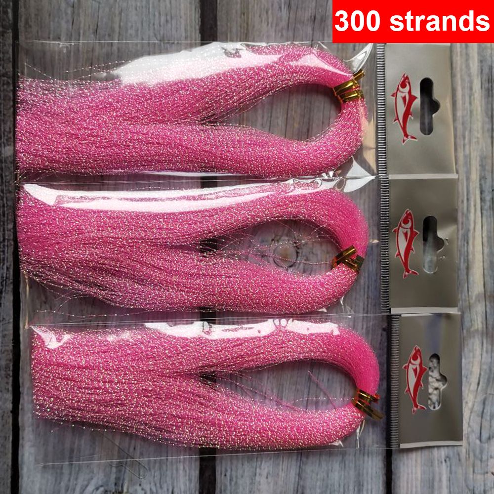 Pacote com 3 ou 10 unidades de 300 fios de tinsel torcido para iscas de pesca com mosca, linha de amarração, flash de cristal brilhante, material DIY