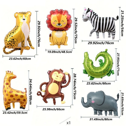 Cartoon Animal Aluminum Foil Balloon Giraffe Lion Monkey Balloon Jungle Zoo Theme Party Kidsren's Birthday Holiday Decoration