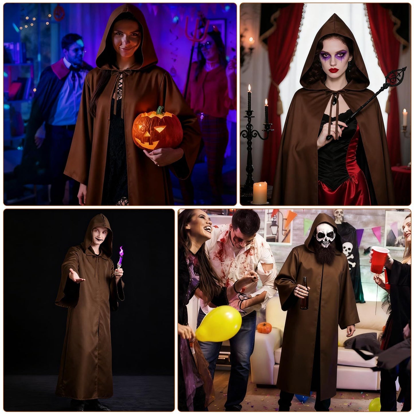 Black Cape Cloak Warrior Costume for Adults Vampire Cape with Hood Adult Halloween Cosplay Vampire Christmas Costume Robe Cape