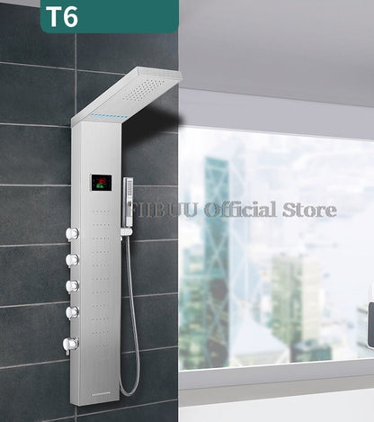 Luxury Shower For Bathroom With Digital Display Pressurized Top Nozzle Rain Shower Head Shower Room Wall Mounted Shower Set