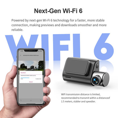 Câmera de painel KAWA D7 4K dianteira e traseira, gravador de vídeo 4K WiFi6, câmera automotiva, mini câmera traseira DVR para veículos, Dashcam com controle por APP/Voz