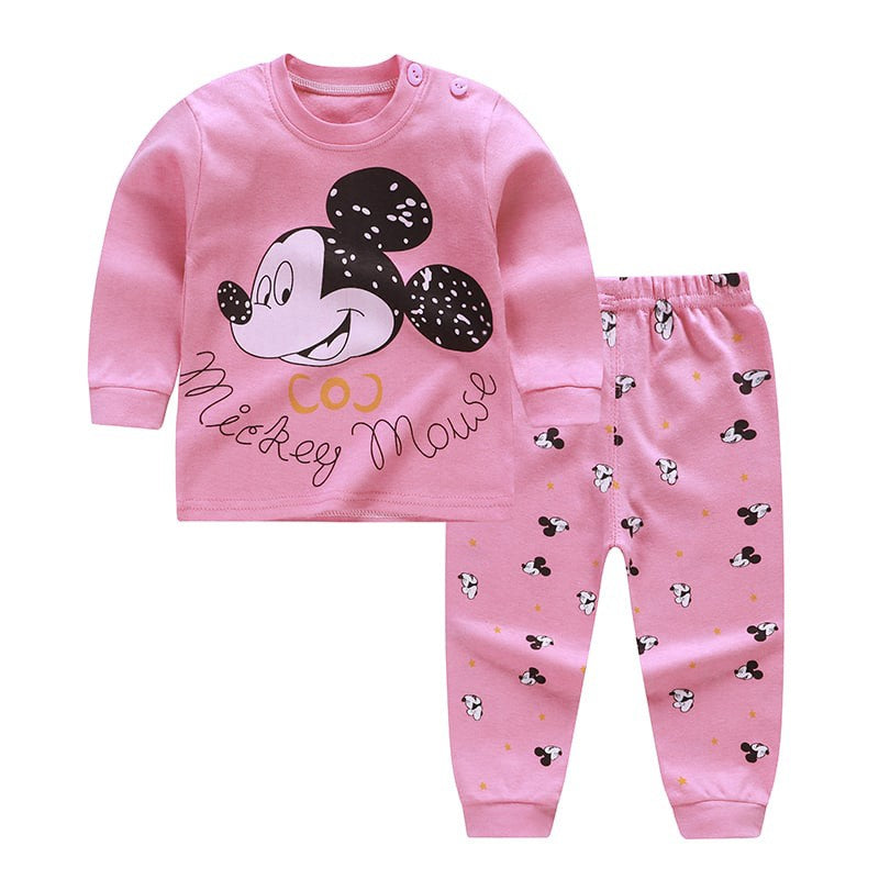 1-5Years New Children's Clothing Sets Boys Mickey Variety Cartoon Sleepwear Clothes Kids Pajamas Set Baby Girls Cotton Pyjamas