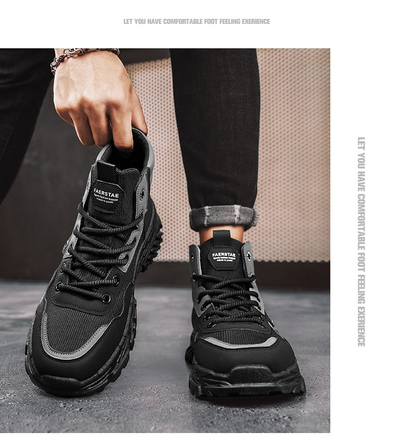 Botas de trabalho masculinas de inverno com cadarço, sapatos masculinos quentes de segurança, plataforma, tamanho 44, promoção, designer, antiderrapante, moda