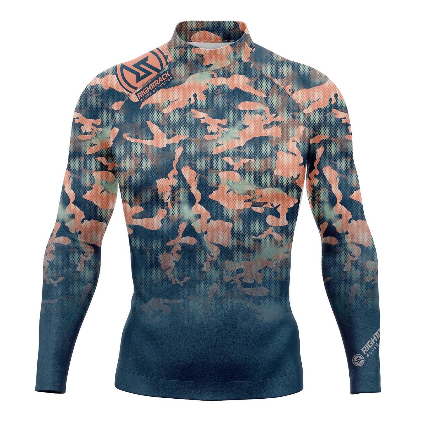 HotSale Men's Surfing Shirt Camouflage Lycra Rashguard RIGHTTRACK For Surf Sportswear Beach UV Swimwear UPF50+ Clothes