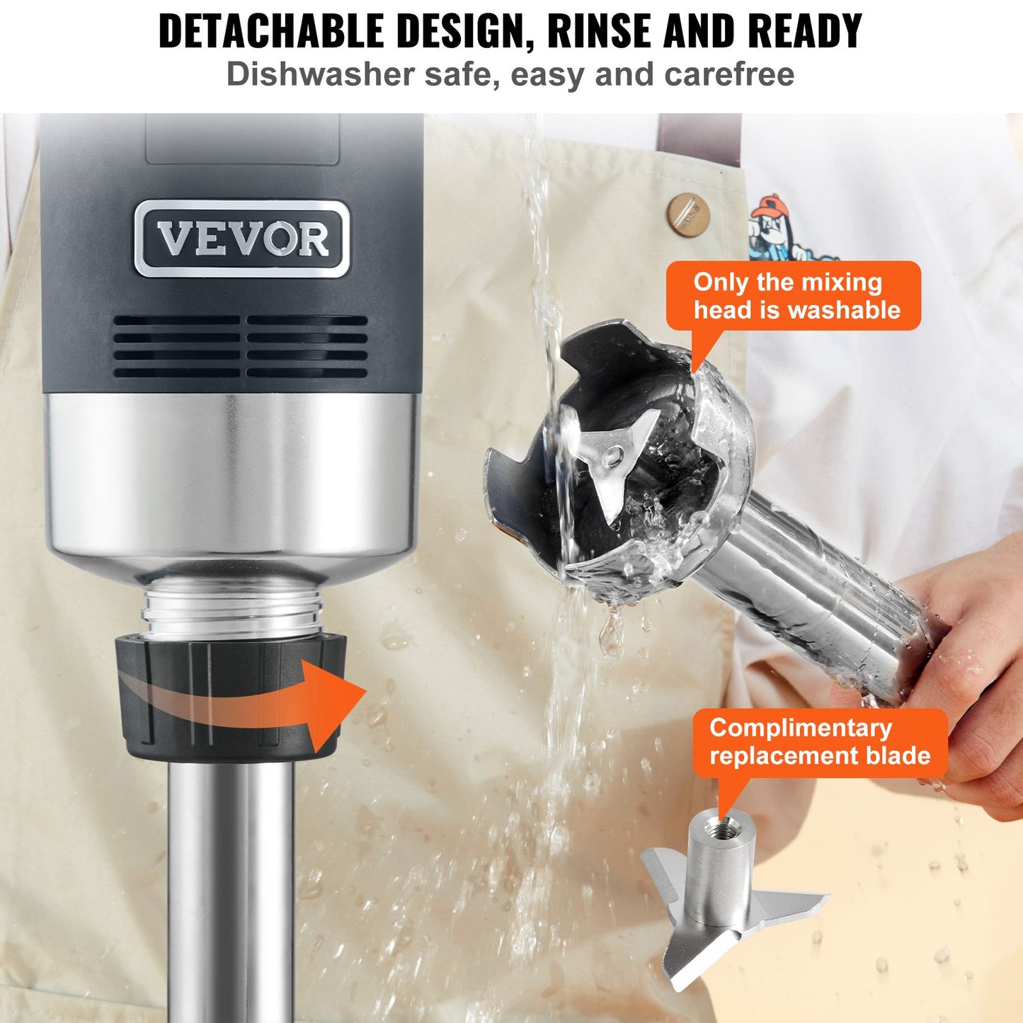 SucceBuy Commercial Immersion Blender 500 Watt Heavy Duty Hand Mixer Variable Speed Kitchen Stick Mixer with 304 Stainless Steel