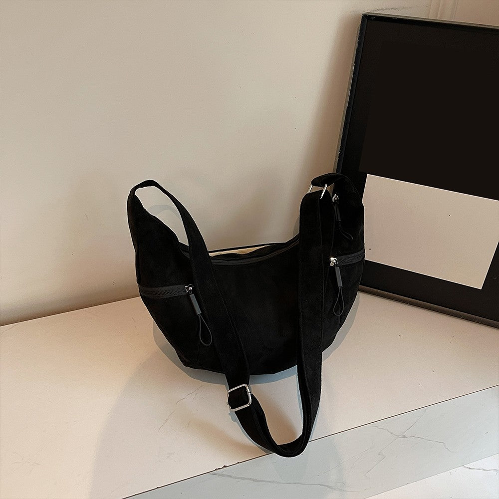 Imitation Suede Bag, New Crossbody Bag, Women's Bag, High-End Feel, Shoulder Bag, Large Capacity Commuting Dumpling Bag