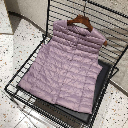 2025 New Women Sleeveless Puffer Jacket Spring Winter Female 90% White Duck Down Ultra Lightweight Packable Warm Down Liner Vest
