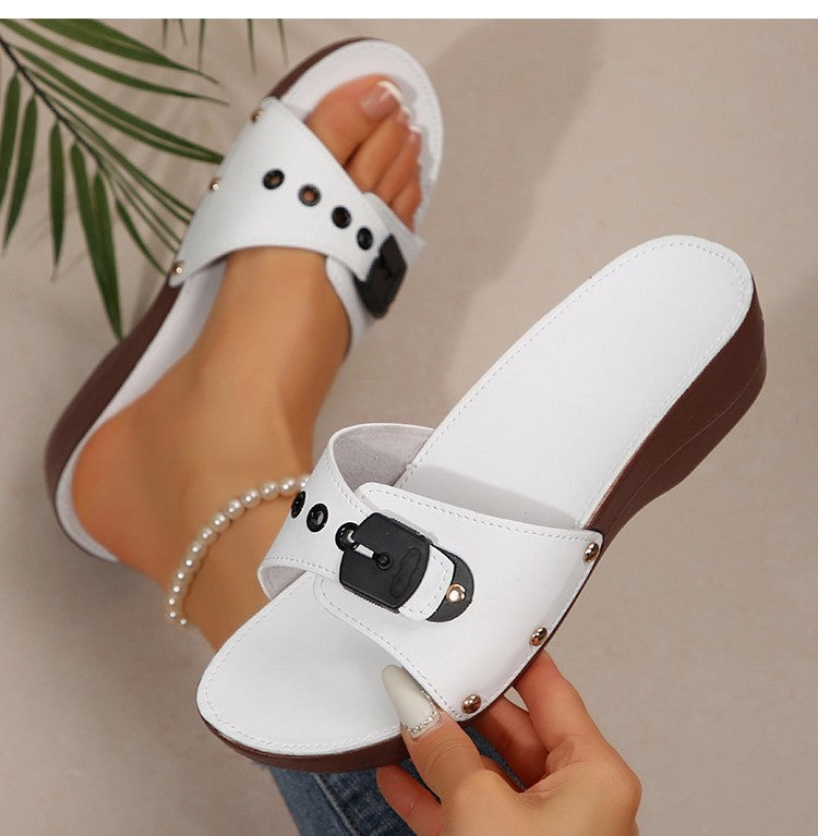 Women's Sandals Luxury Heels Shoes For Summer Woman Sandals Soft Wedges Heeled Sandalias Mujer 2025 New Sandals Summer Slippers