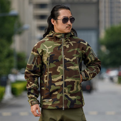 Sharkskin Soft-shell Hard Shell Camouflage Jacket Fleece Thick Tactical Suit Hooded Coat Manufacturers Handsome Outdoor Jacket