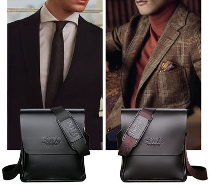 Men's POLO Crossbody Bag Casual Business Style Vertical Shoulder Bag High-quality Leather Trendy Men's Bag Daily Commuting