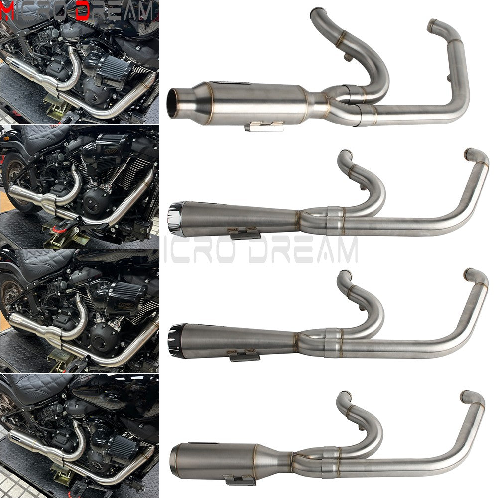 For Harley Softail Low Rider ST FXLRST 117 2025-26 Full Complete Exhaust System Swept-up Muffler Motorcycle Exhaust Pipes 2-In-1
