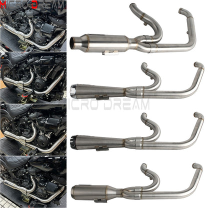 For Harley Softail Low Rider ST FXLRST 117 2025-26 Full Complete Exhaust System Swept-up Muffler Motorcycle Exhaust Pipes 2-In-1
