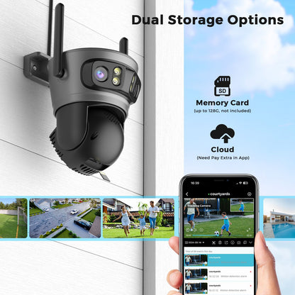 20MP 10K PTZ Wifi Camera Four Lens 10X Zoom Surveillance Camera Outdoor 360°No Dead Angle Ultra Long Range Night Vision Security