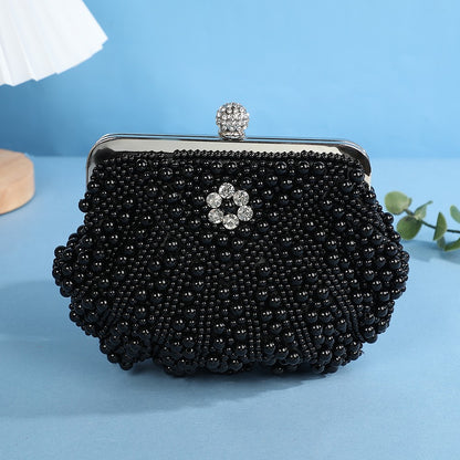Fashionable and elegant shell pearl evening bag socialite travel cosmetics storage bag diamond-encrusted versatile handbag for