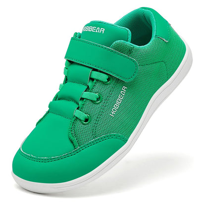 HOBIBEAR Kids Wide Toe Barefoot Shoes Boys Girls  Minimalist Sneakers Lightweight Hook Loop Mesh Artificial Leather Shoes