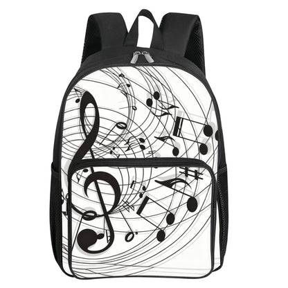 Musical Note Print Square Front Pocket Backpack Zipper Large Capacity for Boy/Girls Best Gift 3D Cartoon Children's School Bag