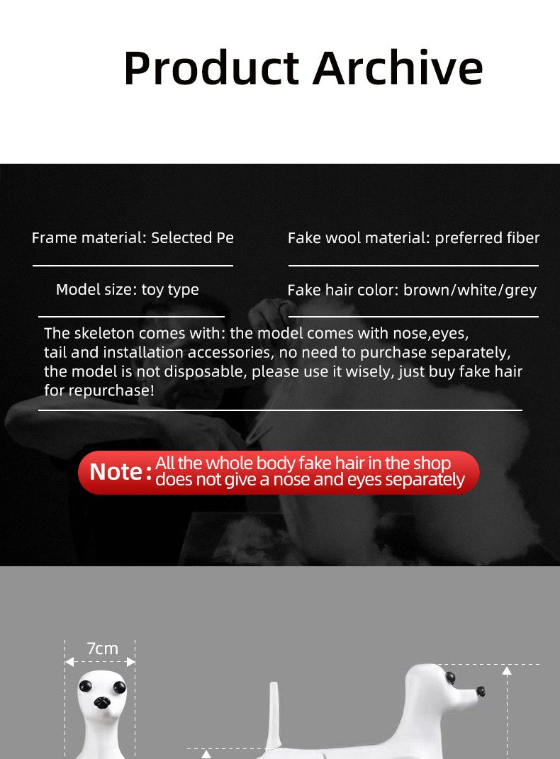 Standard Bichon Pet Simulation model Dog for Grooming Practice Fake Hair Trim And Style Must Be Used with Skeleton Model
